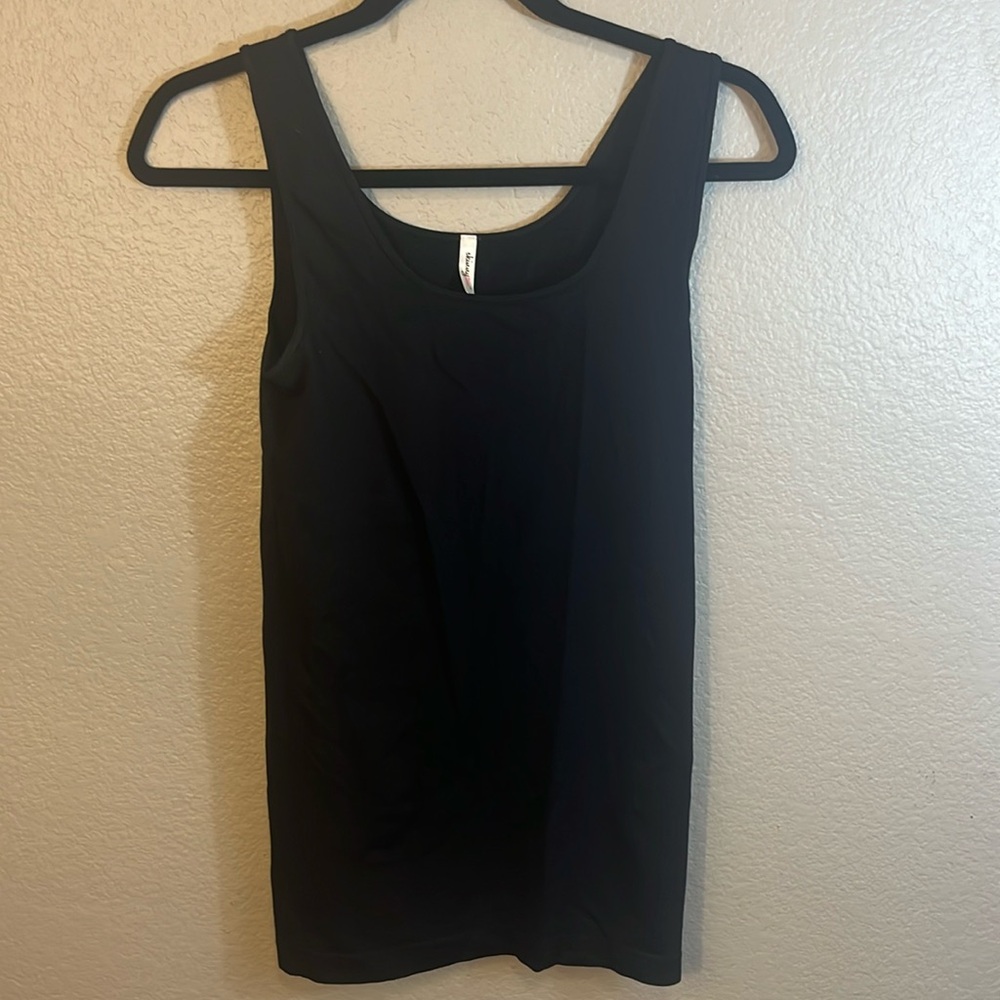 Skinny Tees large Simple Black Tank nylon / spandex